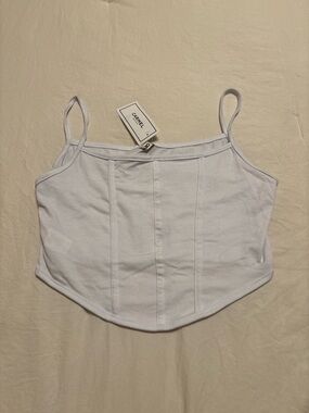 Caramel White Corset-Style Spaghetti Strap Camisole